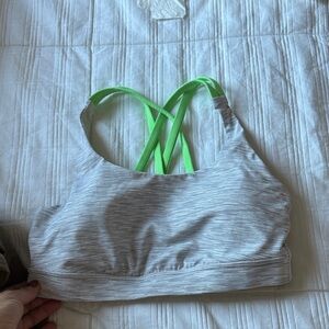 Lululemon Athletica Gray Sports Bra with Green Straps